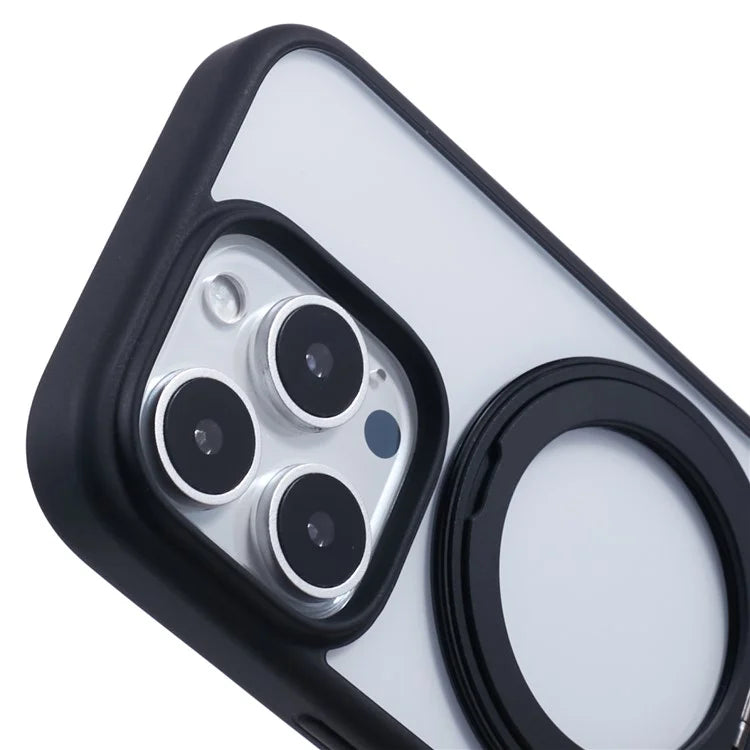 For iPhone 16 Pro Case PC+TPU Phone Cover Rotation Ring Holder Kickstand