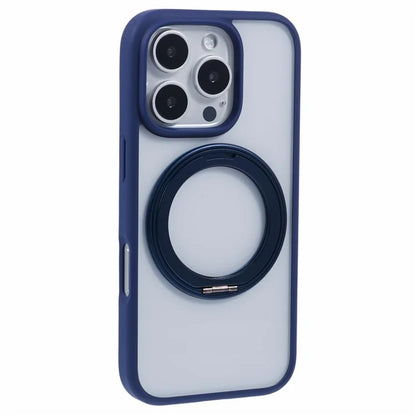 For iPhone 16 Pro Case PC+TPU Phone Cover Rotation Ring Holder Kickstand