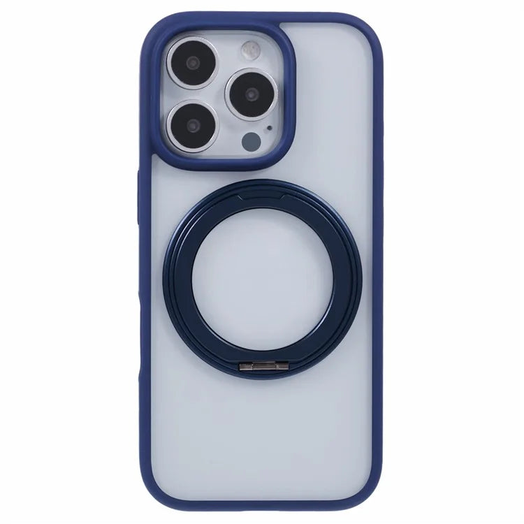 For iPhone 16 Pro Case PC+TPU Phone Cover Rotation Ring Holder Kickstand