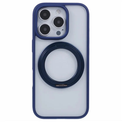 For iPhone 16 Pro Case PC+TPU Phone Cover Rotation Ring Holder Kickstand