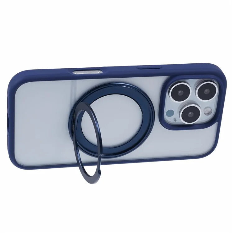 For iPhone 16 Pro Case PC+TPU Phone Cover Rotation Ring Holder Kickstand