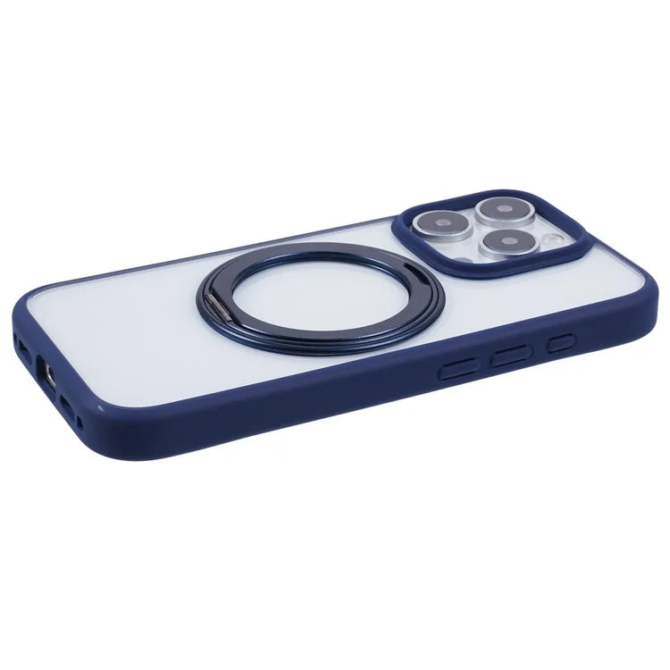 For iPhone 16 Pro Case PC+TPU Phone Cover Rotation Ring Holder Kickstand