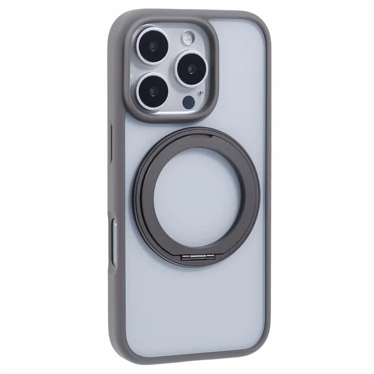 For iPhone 16 Pro Case PC+TPU Phone Cover Rotation Ring Holder Kickstand