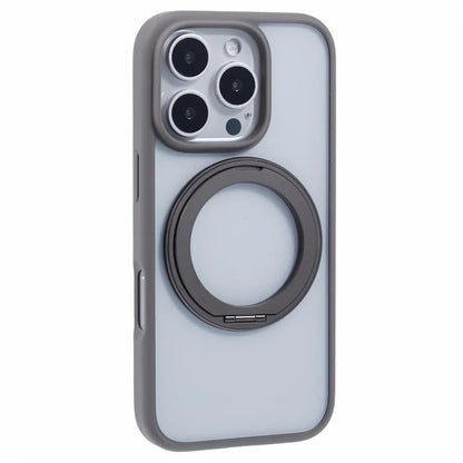 For iPhone 16 Pro Case PC+TPU Phone Cover Rotation Ring Holder Kickstand