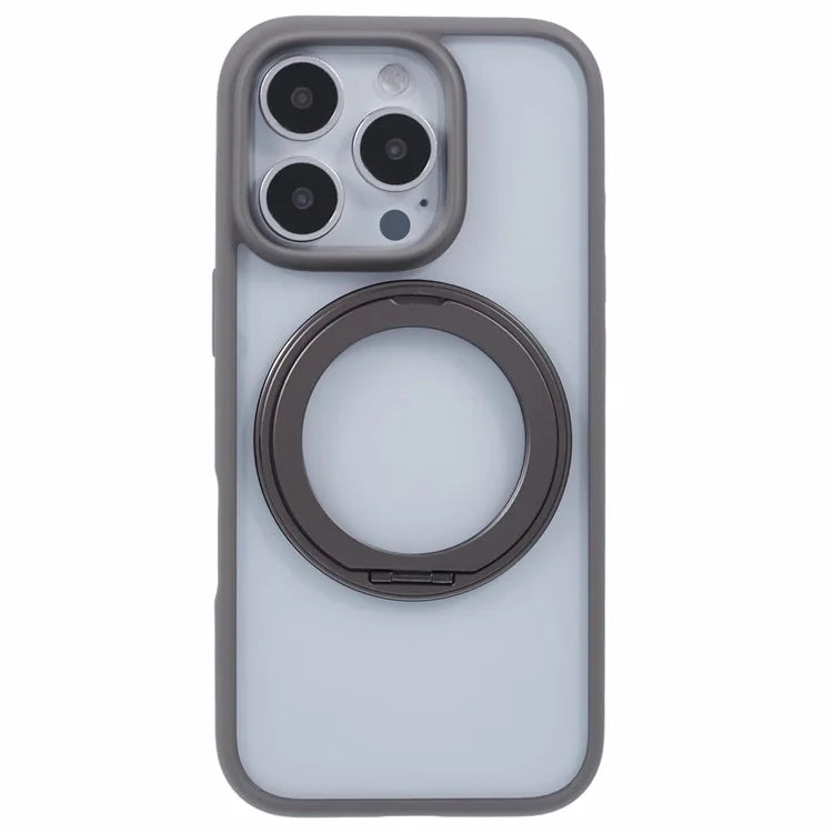 For iPhone 16 Pro Case PC+TPU Phone Cover Rotation Ring Holder Kickstand