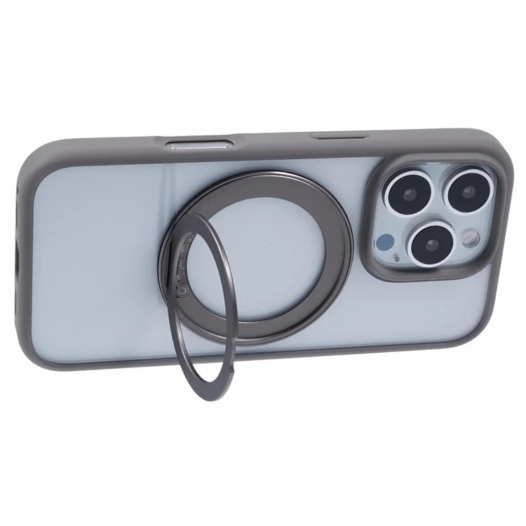 For iPhone 16 Pro Case PC+TPU Phone Cover Rotation Ring Holder Kickstand
