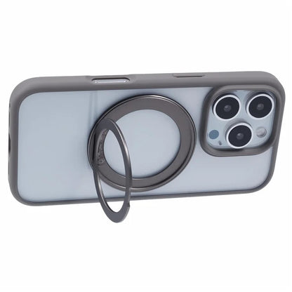 For iPhone 16 Pro Case PC+TPU Phone Cover Rotation Ring Holder Kickstand