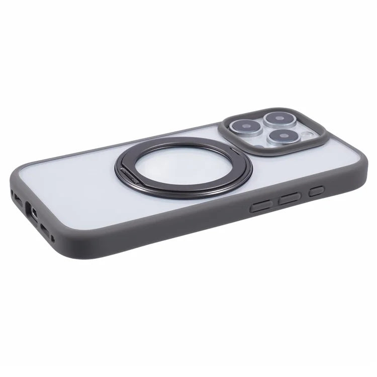 For iPhone 16 Pro Case PC+TPU Phone Cover Rotation Ring Holder Kickstand