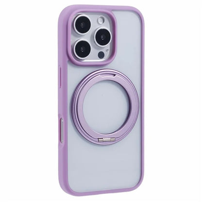 For iPhone 16 Pro Case PC+TPU Phone Cover Rotation Ring Holder Kickstand