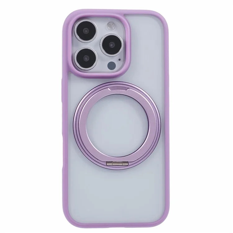 For iPhone 16 Pro Case PC+TPU Phone Cover Rotation Ring Holder Kickstand