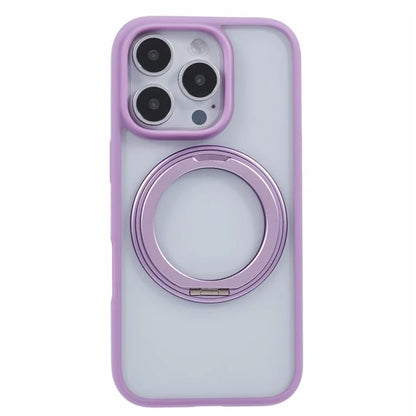 For iPhone 16 Pro Case PC+TPU Phone Cover Rotation Ring Holder Kickstand