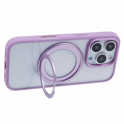 For iPhone 16 Pro Case PC+TPU Phone Cover Rotation Ring Holder Kickstand