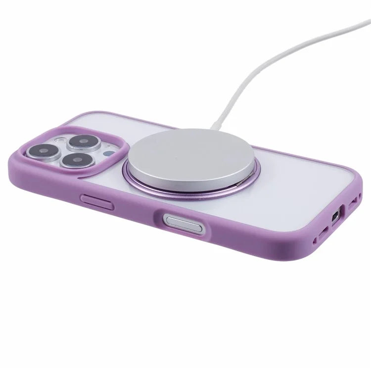 For iPhone 16 Pro Case PC+TPU Phone Cover Rotation Ring Holder Kickstand