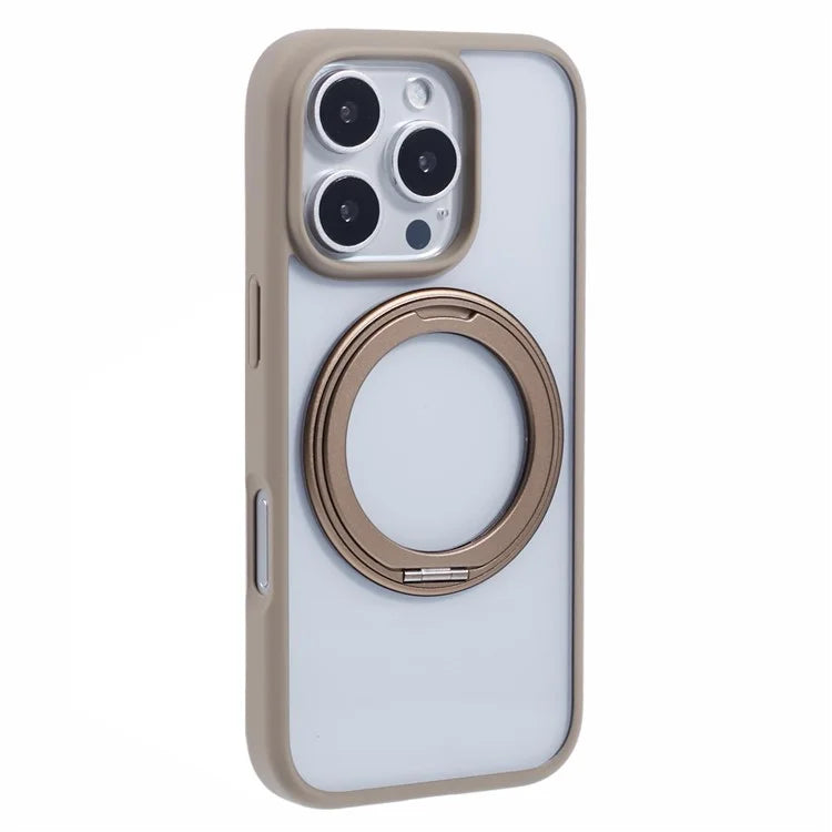 For iPhone 16 Pro Case PC+TPU Phone Cover Rotation Ring Holder Kickstand