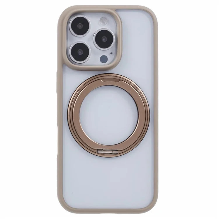 For iPhone 16 Pro Case PC+TPU Phone Cover Rotation Ring Holder Kickstand