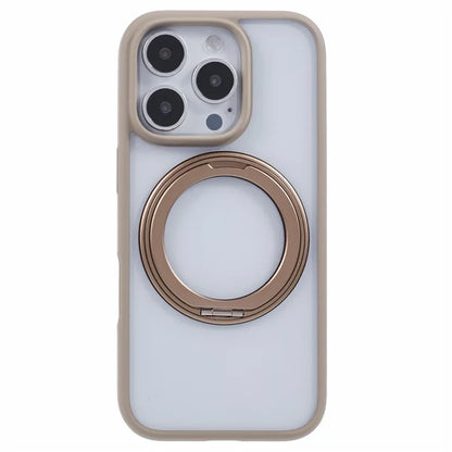 For iPhone 16 Pro Case PC+TPU Phone Cover Rotation Ring Holder Kickstand