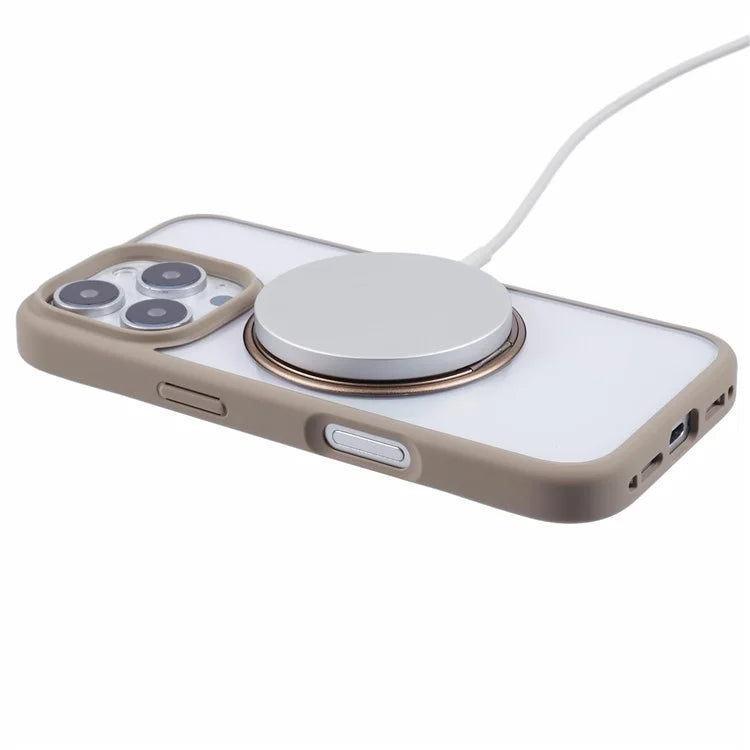 For iPhone 16 Pro Case PC+TPU Phone Cover Rotation Ring Holder Kickstand