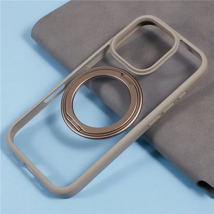 For iPhone 16 Pro Case PC+TPU Phone Cover Rotation Ring Holder Kickstand