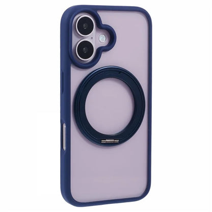 For iPhone 16 Case Built-In Kickstand PC+TPU Phone Cover Rotate Ring Holder