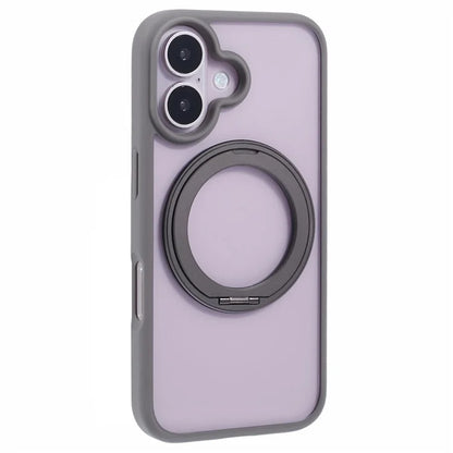 For iPhone 16 Case Built-In Kickstand PC+TPU Phone Cover Rotate Ring Holder