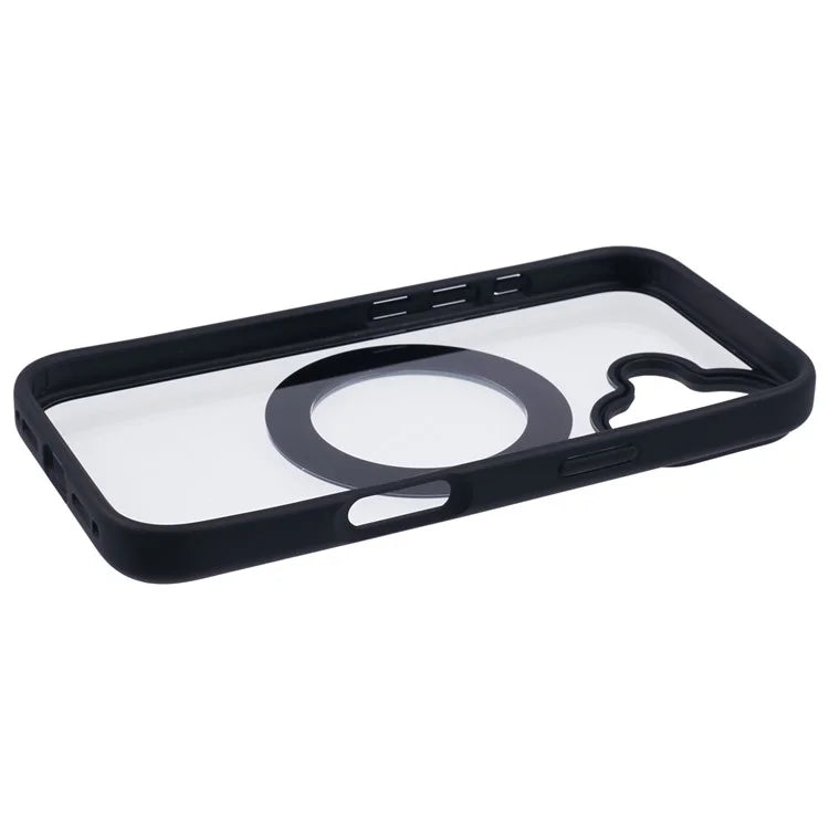For iPhone 16 Case Built-In Kickstand PC+TPU Phone Cover Rotate Ring Holder