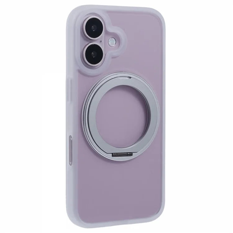 For iPhone 16 Case Built-In Kickstand PC+TPU Phone Cover Rotate Ring Holder