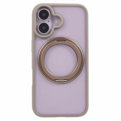 For iPhone 16 Case Built-In Kickstand PC+TPU Phone Cover Rotate Ring Holder