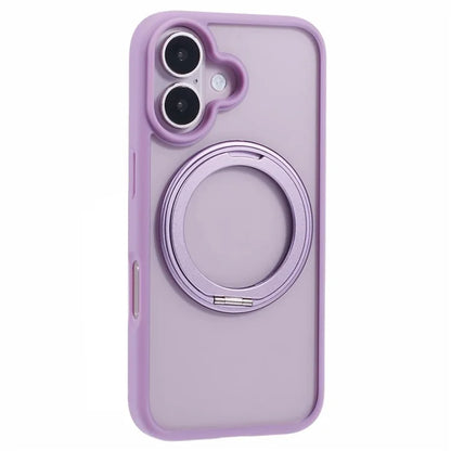 For iPhone 16 Case Built-In Kickstand PC+TPU Phone Cover Rotate Ring Holder