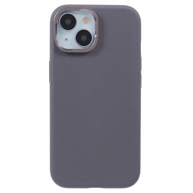 X-LEVEL For iPhone 15 Case Leather + PC Anti-Scratch Phone Case Metal Lens Frame