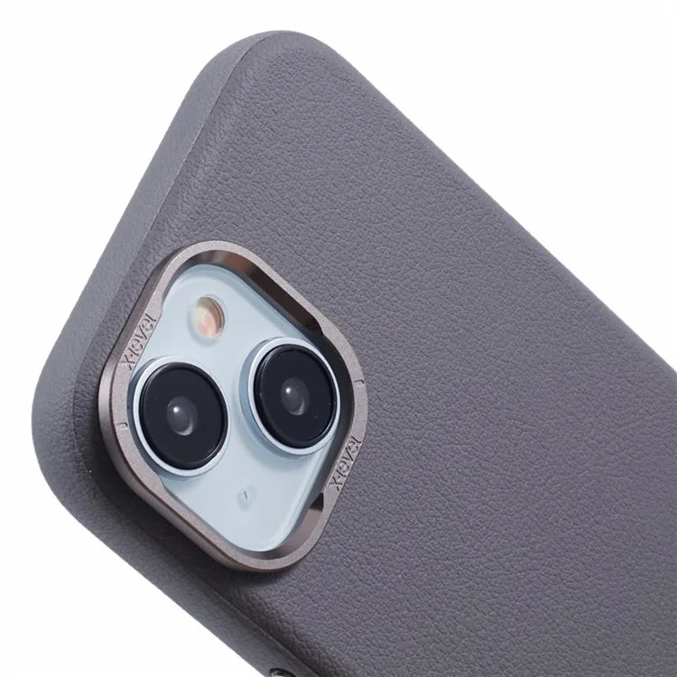 X-LEVEL For iPhone 15 Case Leather + PC Anti-Scratch Phone Case Metal Lens Frame