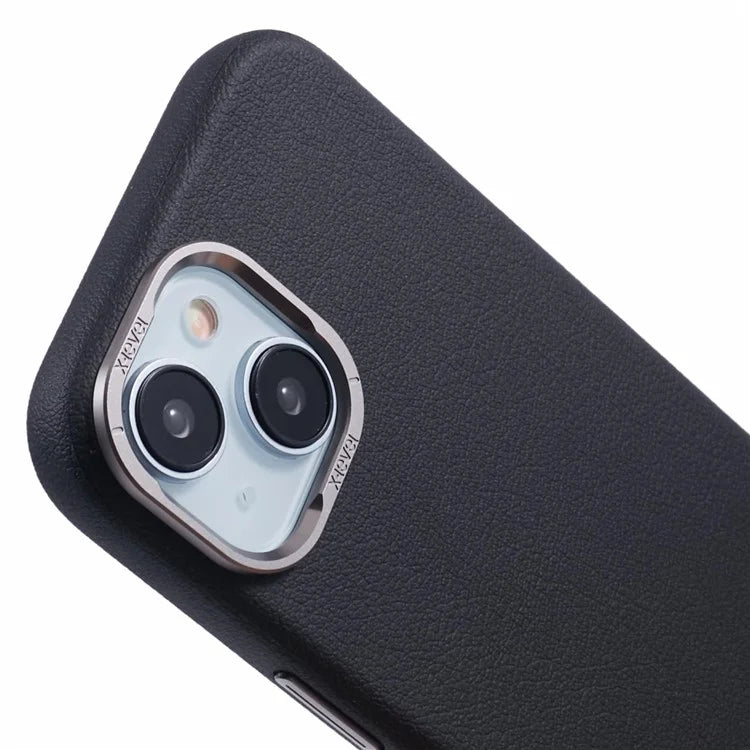 X-LEVEL For iPhone 15 Case Leather + PC Anti-Scratch Phone Case Metal Lens Frame