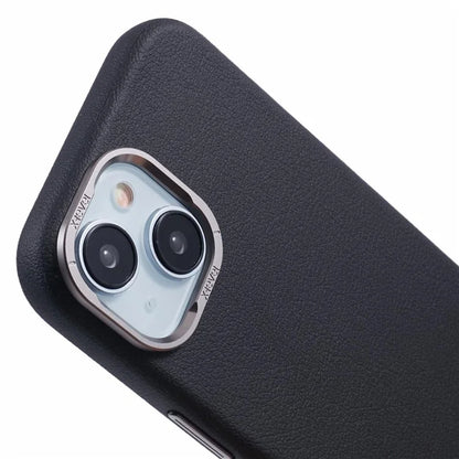 X-LEVEL For iPhone 15 Case Leather + PC Anti-Scratch Phone Case Metal Lens Frame