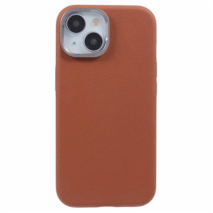 X-LEVEL For iPhone 15 Case Leather + PC Anti-Scratch Phone Case Metal Lens Frame