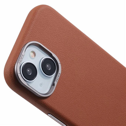 X-LEVEL For iPhone 15 Case Leather + PC Anti-Scratch Phone Case Metal Lens Frame