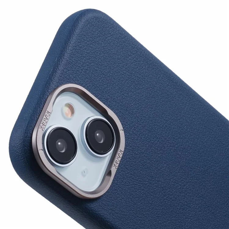 X-LEVEL For iPhone 15 Case Leather + PC Anti-Scratch Phone Case Metal Lens Frame
