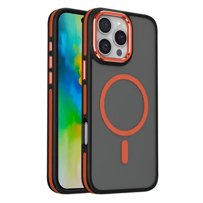 For iPhone 16 Pro Max Magnetic Case Colored Edge PC+TPU Phone Cover