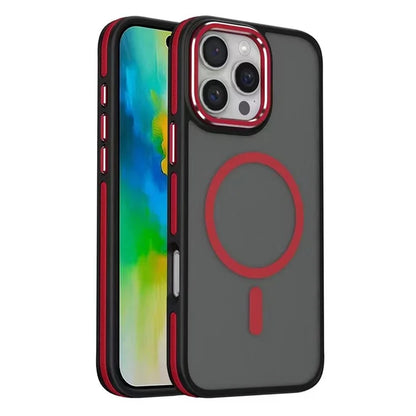 For iPhone 16 Pro Case Colored Edge PC+TPU Phone Cover Compatible with MagSafe