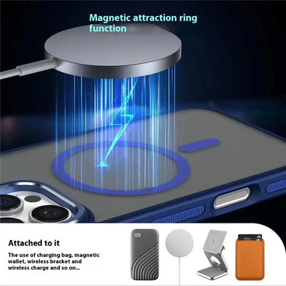 For iPhone 16 Pro Case Colored Edge PC+TPU Phone Cover Compatible with MagSafe