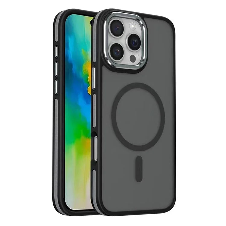 For iPhone 16 Pro Case Colored Edge PC+TPU Phone Cover Compatible with MagSafe