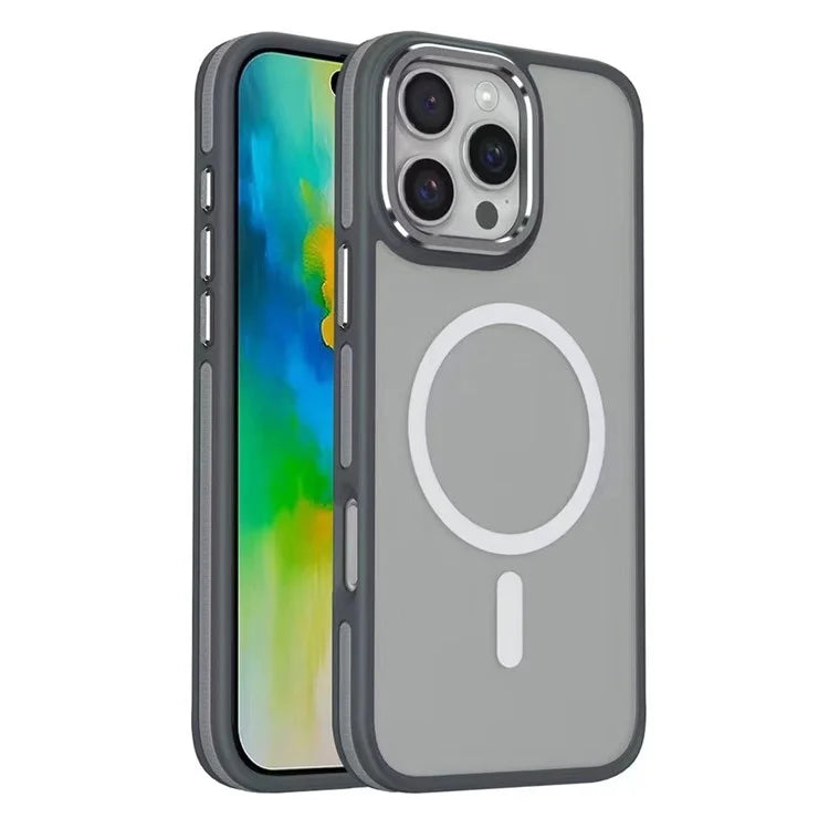 For iPhone 16 Pro Case Colored Edge PC+TPU Phone Cover Compatible with MagSafe