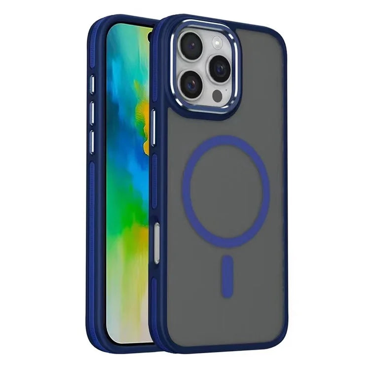 For iPhone 16 Pro Case Colored Edge PC+TPU Phone Cover Compatible with MagSafe