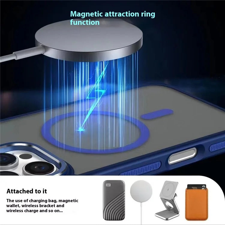 For iPhone 16 Pro Case Colored Edge PC+TPU Phone Cover Compatible with MagSafe