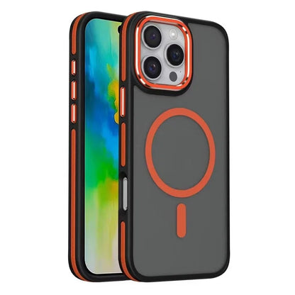 For iPhone 16 Pro Case Colored Edge PC+TPU Phone Cover Compatible with MagSafe