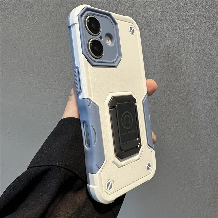 For iPhone 16 Plus Shockproof Case PC+TPU Phone Cover with Kickstand