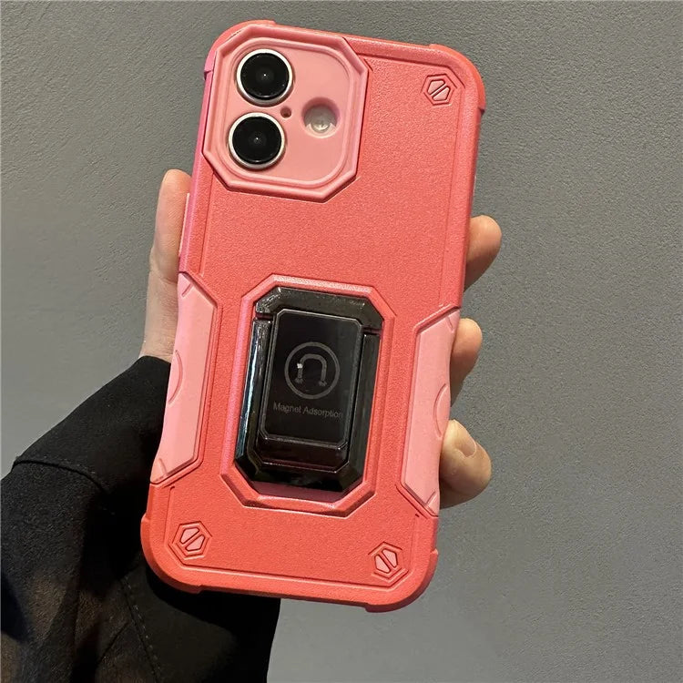For iPhone 16 Plus Shockproof Case PC+TPU Phone Cover with Kickstand
