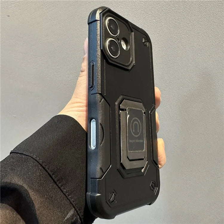 For iPhone 16 Kickstand Case Anti-Drop PC+TPU Phone Cover