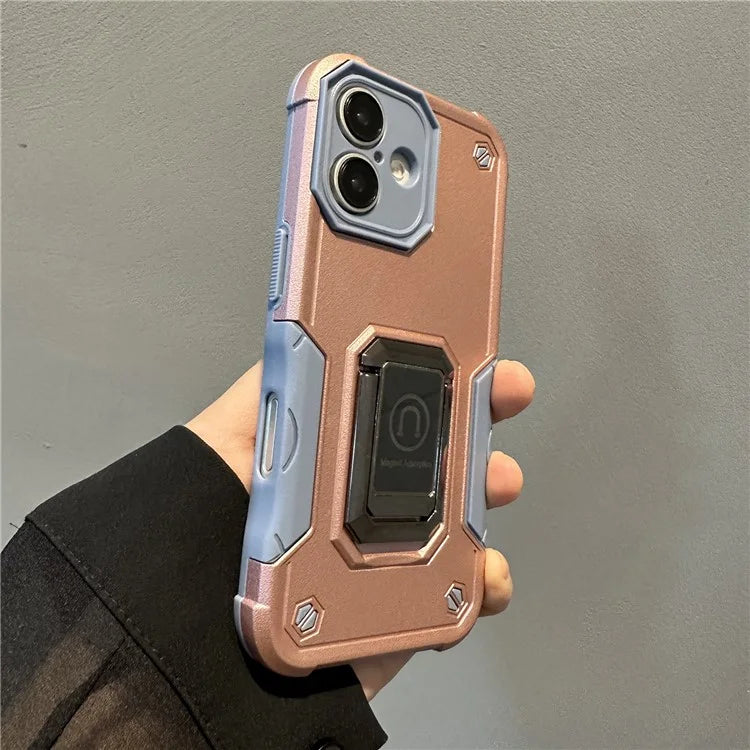 For iPhone 16 Kickstand Case Anti-Drop PC+TPU Phone Cover