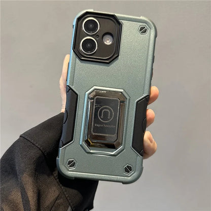 For iPhone 16 Kickstand Case Anti-Drop PC+TPU Phone Cover