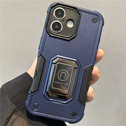 For iPhone 16 Kickstand Case Anti-Drop PC+TPU Phone Cover