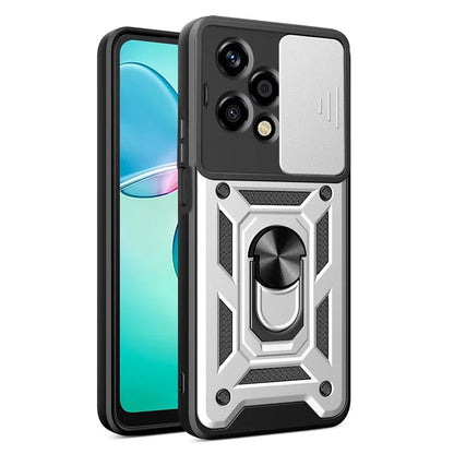 For Honor 200 Lite Case PC+TPU Kickstand Phone Shell with Slide Camera Lid